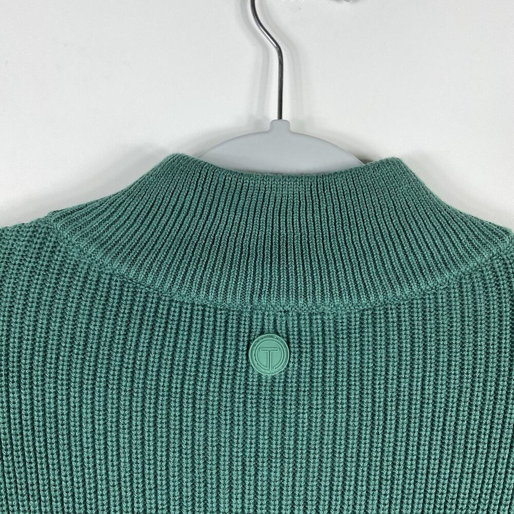 T By Talbots Sweater Medium Green Chevron Coolmax Half-Zip Pullover Cotton Blend - Picture 6 of 8